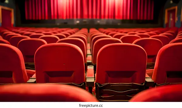 Empty Red Seats in Movie Theater Auditorium