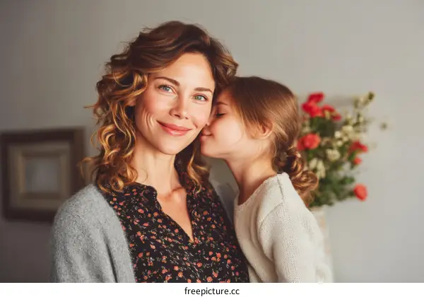 Mother and Daughter Affectionate Moment