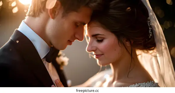 Happy caucasian couple on their wedding day