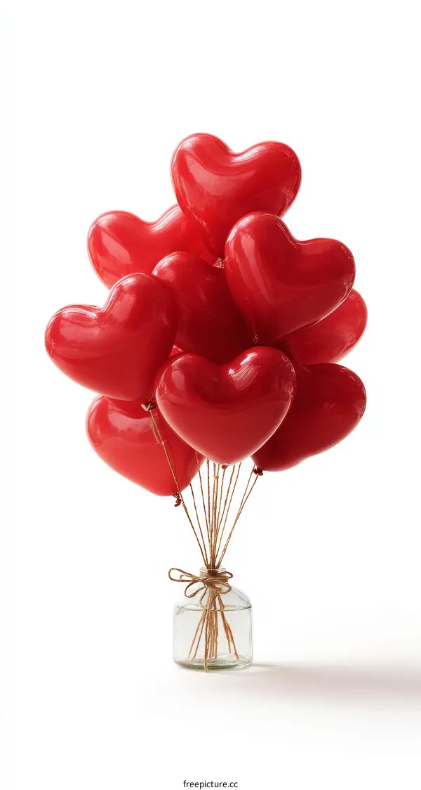 Heart Balloons in a Glass Vase