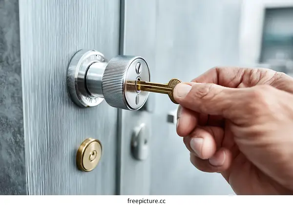 Hand Inserting Key into Door Lock