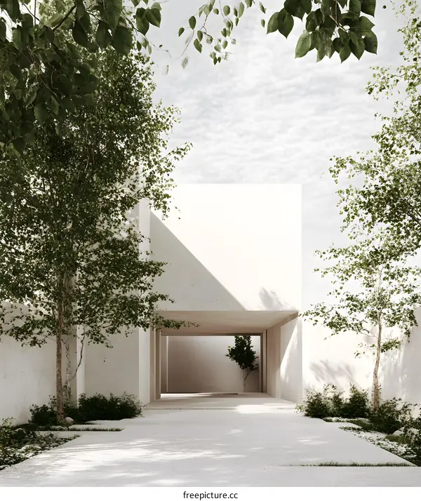 Minimalist Modern Architecture Design with Greenery