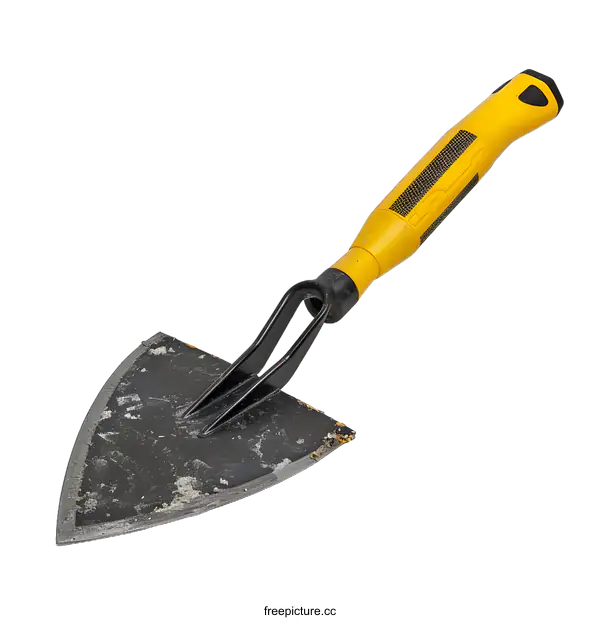 [Transparent Background PNG]Yellow Handled Garden Trowel On White Background