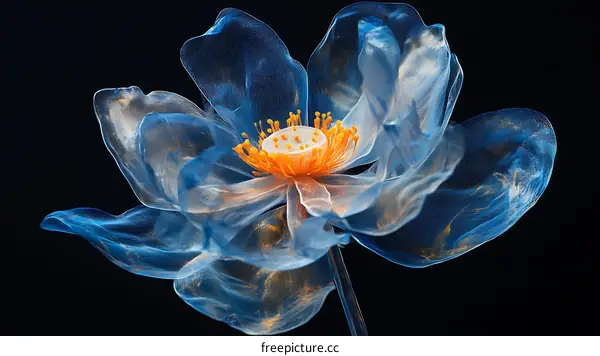 Delicate  Blue  Lotus  Flower  Illustration