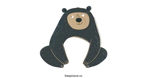 [Transparent Background PNG]Cute Cartoon Black Bear Sitting Down Illustration