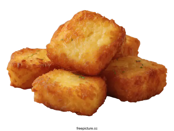 [Transparent Background PNG]Crispy Fried Potato Bites Close-up