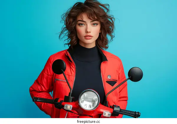 Stylish Woman with a Red Scooter