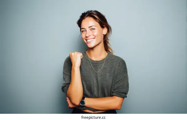 Smiling Woman Studio Portrait