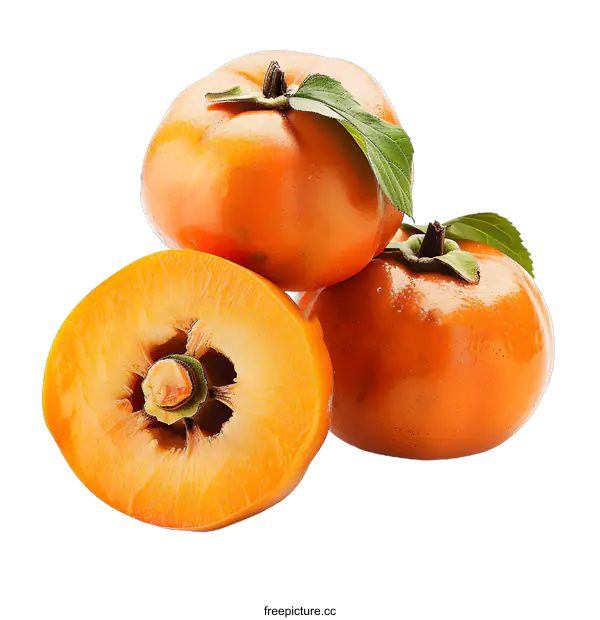 [Transparent Background PNG]Fresh Persimmon Fruits on White Background