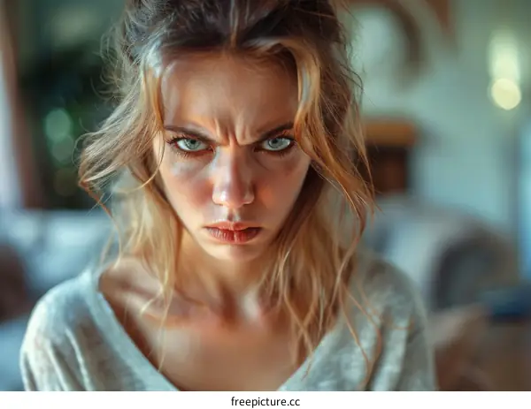Close-up Portrait of an Angry Woman