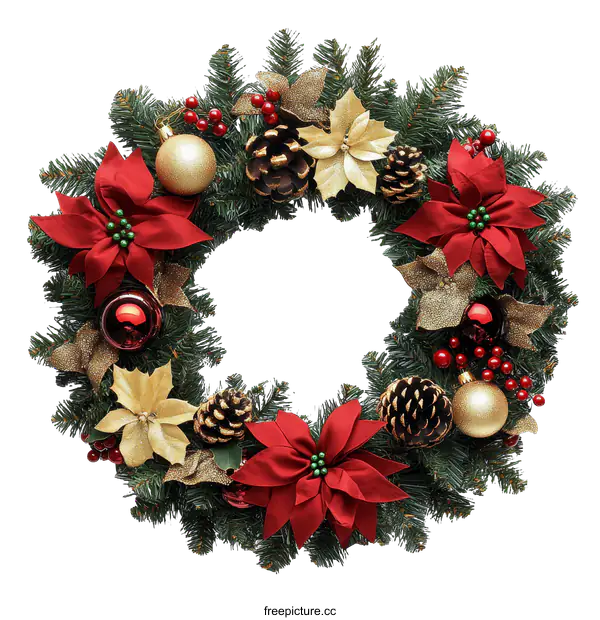 [Transparent Background PNG]Christmas Wreath with Decorations
