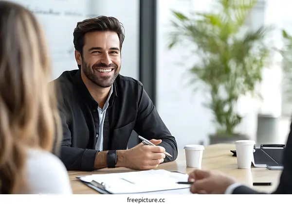 Business Meeting in Modern Office