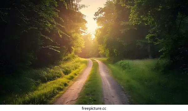Forest Path Sunlight Through Trees
