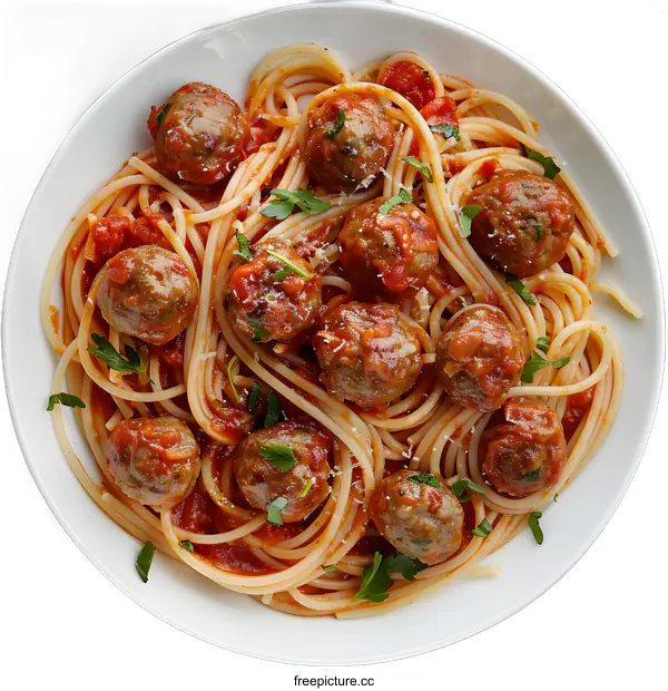 [Transparent Background PNG]Spaghetti and meatballs with tomato sauce