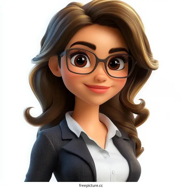 Cartoon Business Woman with Glasses Illustration