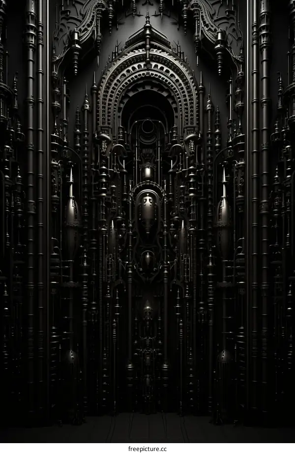 Ornate black metal gothic style architecture