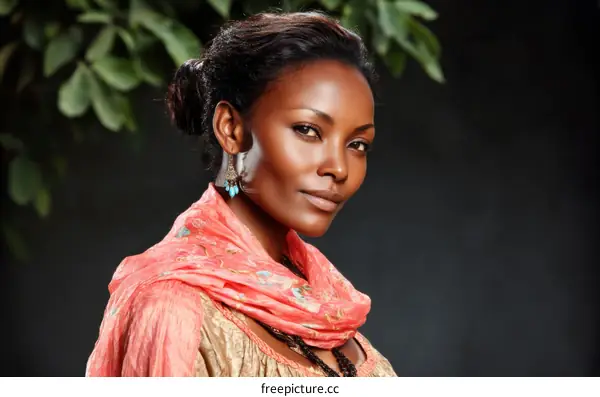 Portrait of a Beautiful Woman in Ethnic Style