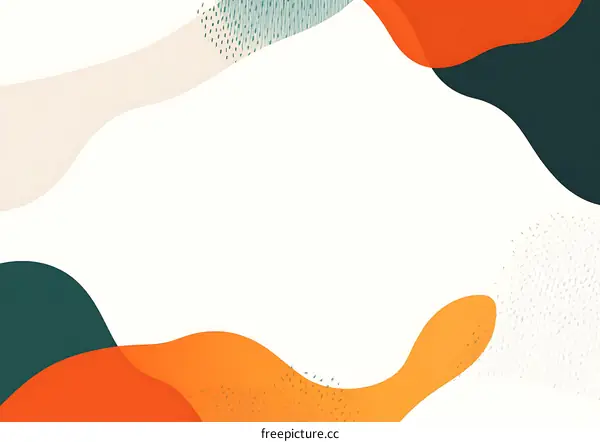 Abstract Minimalist White Background With Orange Green And Beige Shapes