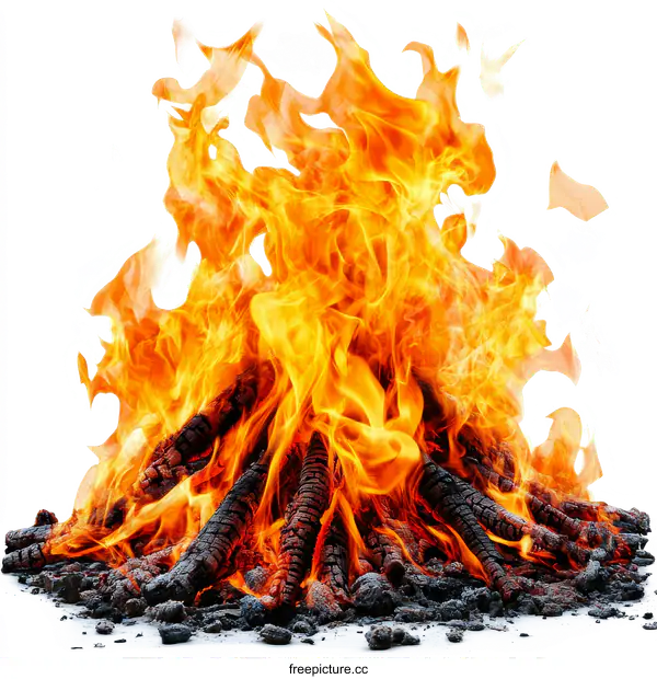 [Transparent Background PNG]Fierce Fire Flames on White Background