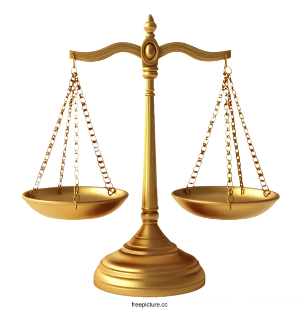 [Transparent Background PNG]Golden Justice Scales of Balance