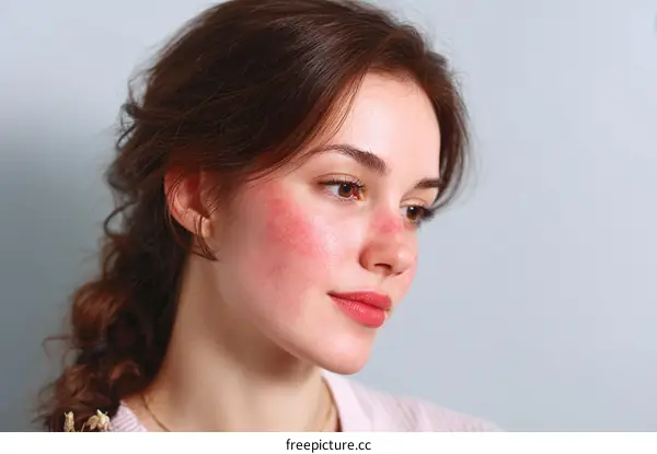 Close up of woman with facial redness