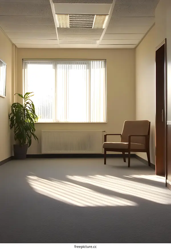 Empty Office Waiting Room With Light Streaks On The Floor