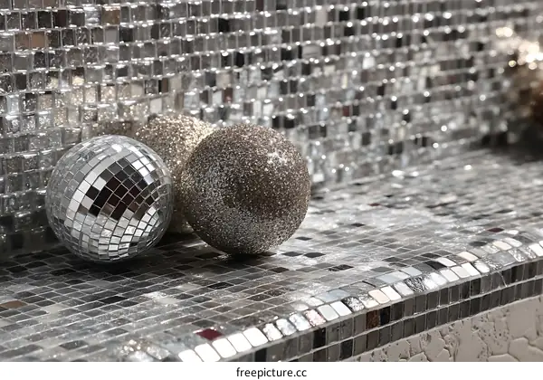 Silver Mosaic Tiles with Decorative Ornaments