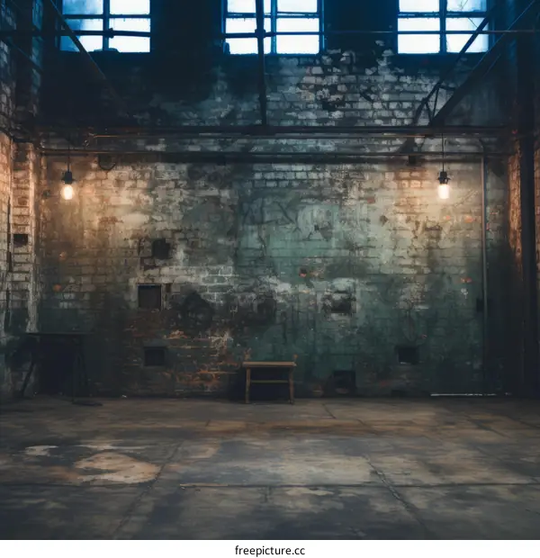 Rundown Interior of an Old Industrial Building