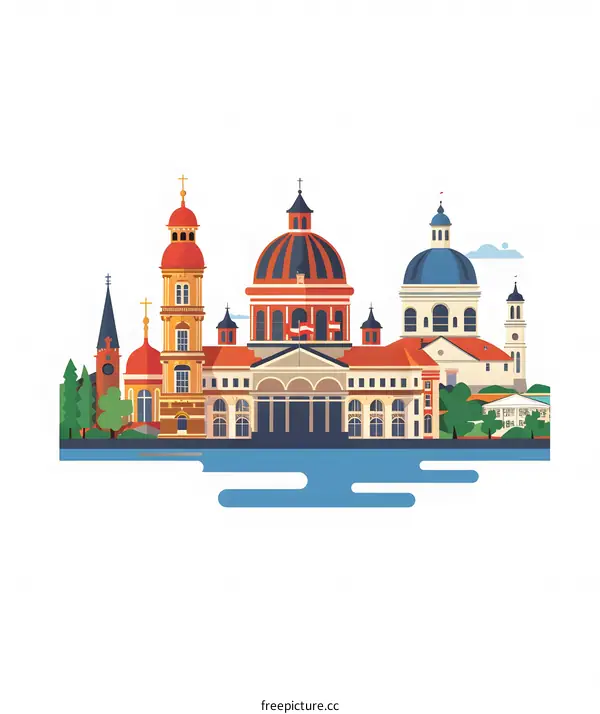 Cityscape with Churches and Buildings