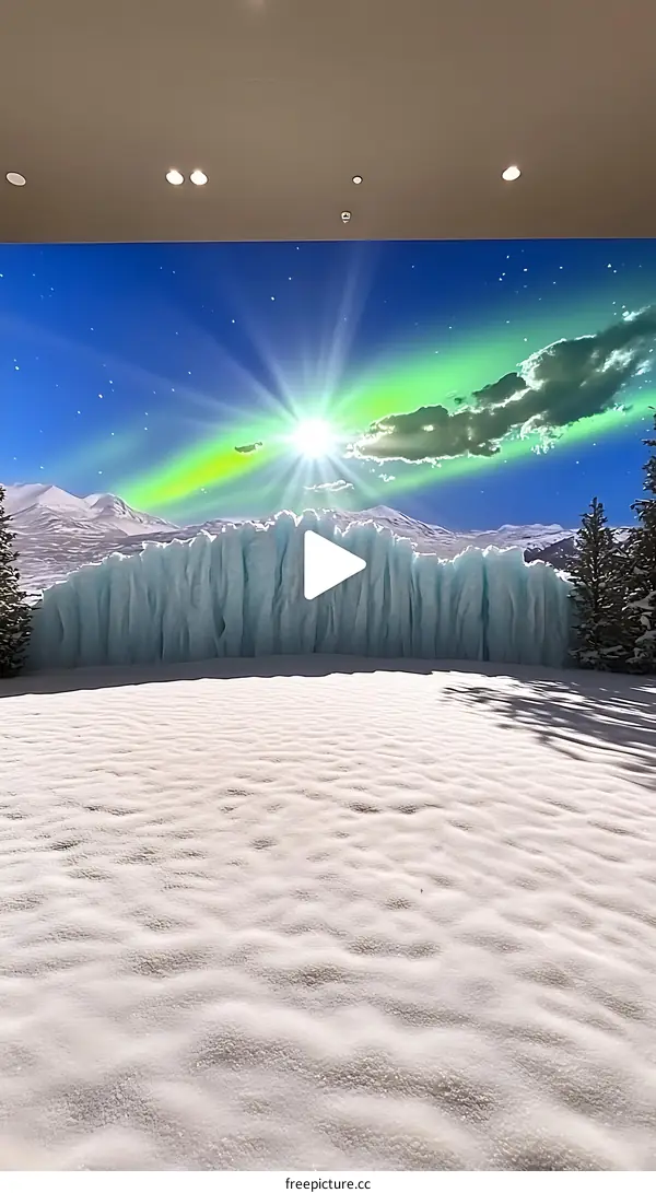 Northern Lights Landscape with a Sunburst