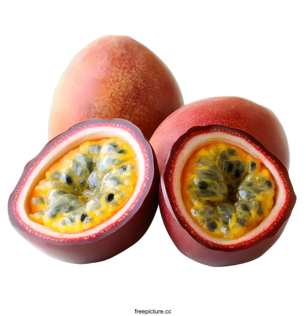 [Transparent Background PNG]Close Up of Fresh Passion Fruit Slices