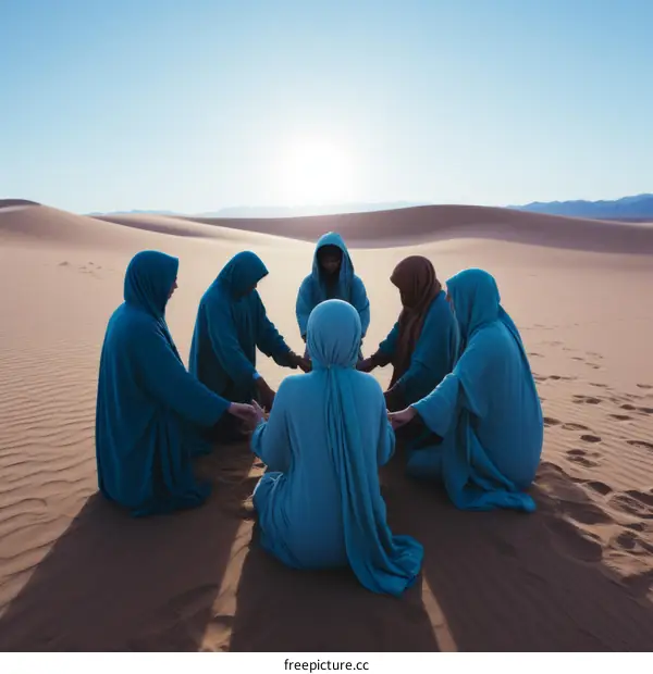 People holding hands in the desert