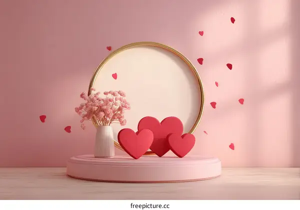 Romantic Valentines Day Display with Hearts
