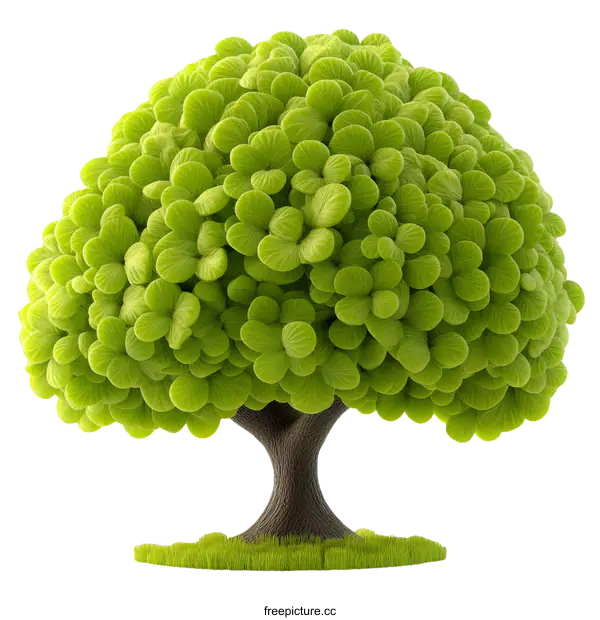 [Transparent Background PNG]Cute Cartoon Tree Illustration with Lush Green Leaves