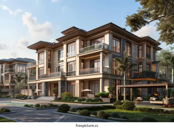 Luxury Mansion Exterior Design Illustration