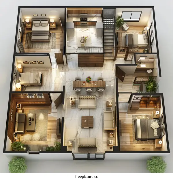 Modern House Floor Plan Design Illustration