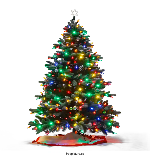 [Transparent Background PNG]Christmas Tree Decorated With Colorful Lights