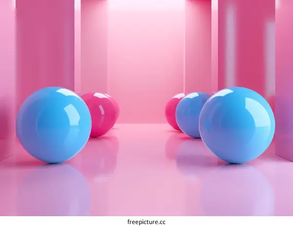 Abstract Pink and Blue Sphere Art