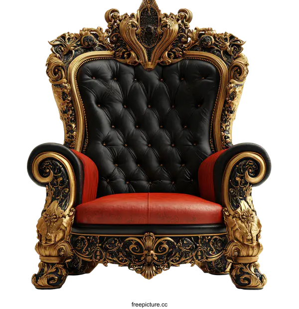 [Transparent Background PNG]Ornate Baroque Throne Chair