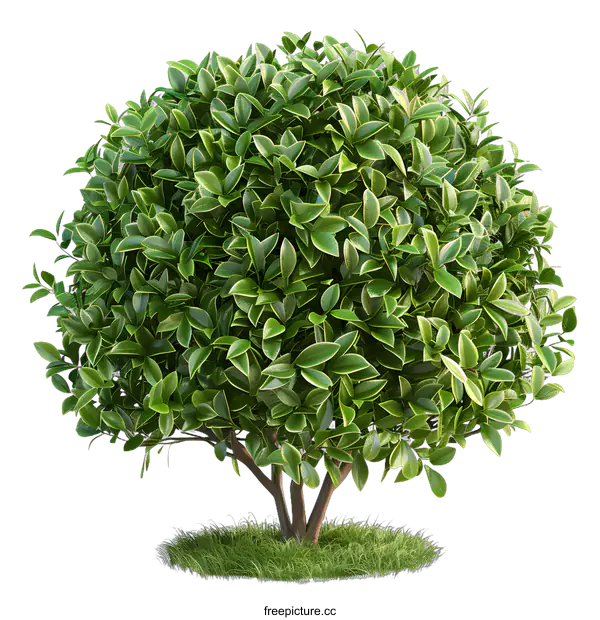 [Transparent Background PNG]Green Bush With Round Shape And White Background