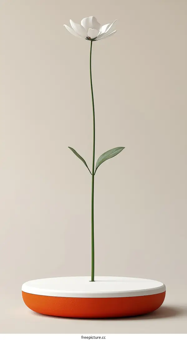 Elegant White Flower on Orange Base