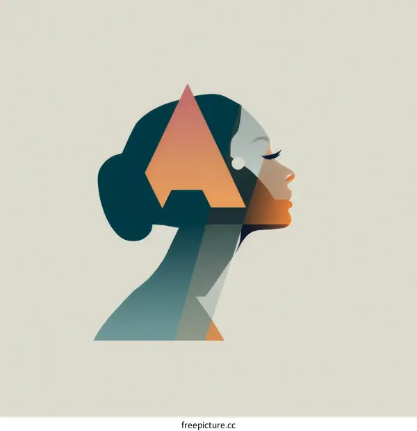 Abstract Fashionable Female Portrait Illustration