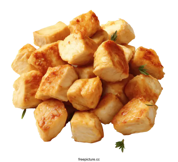 [Transparent Background PNG]Crispy Fried Chicken Cubes Close-up