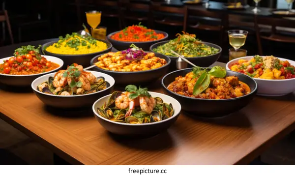 Delectable Dishes Await on a Lavish Table