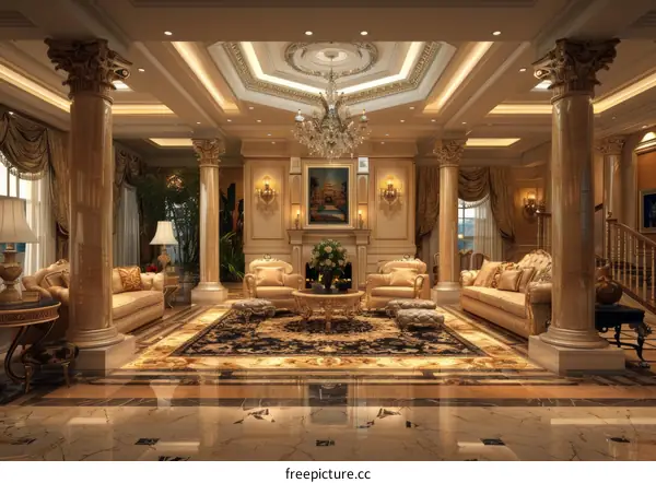 Luxurious Living Room in a Spacious Villa