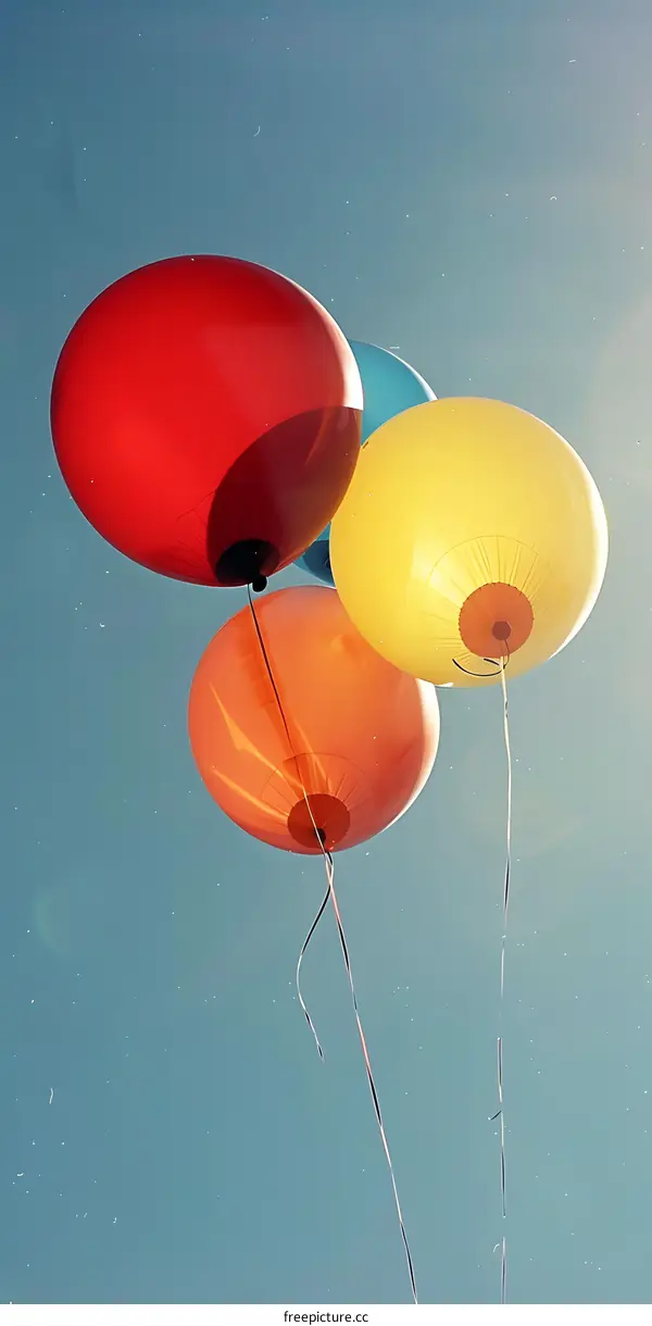 Colorful Balloons Floating in the Blue Sky