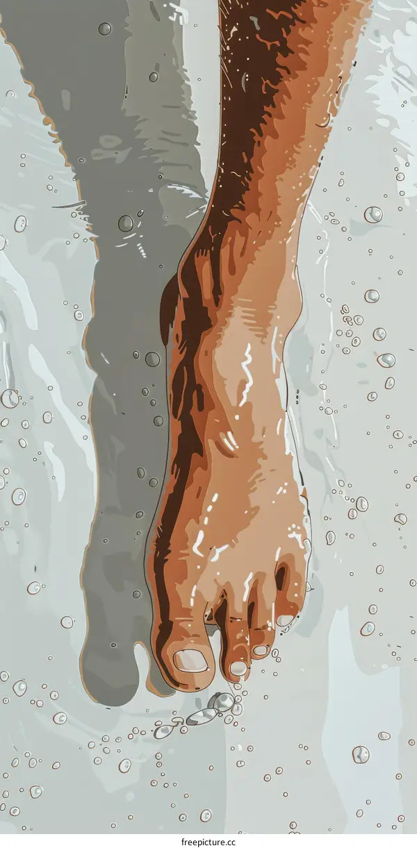 man stepping in water