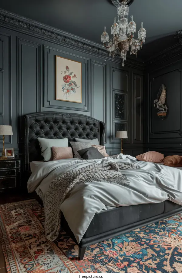 Elegant Dark Bedroom Interior Design