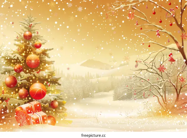 Christmas Village Scene with Snowy Buildings