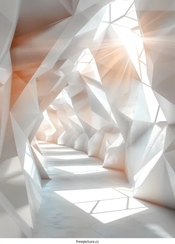 Futuristic Sci-Fi Corridor With Bright Light At The End Of The Tunnel